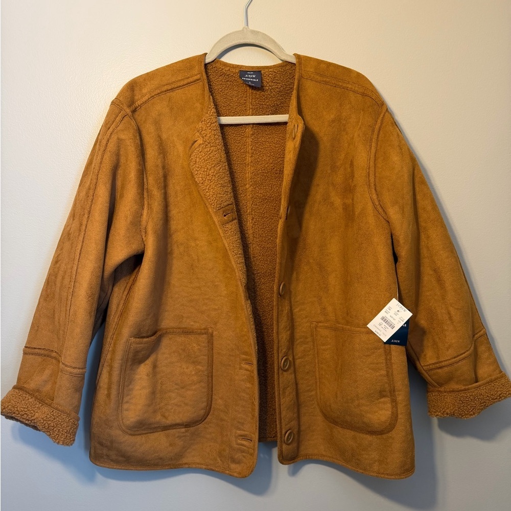 J. Crew Women's Reversible Sherpa and Faux Suede Jacket - Picture 2 of 6